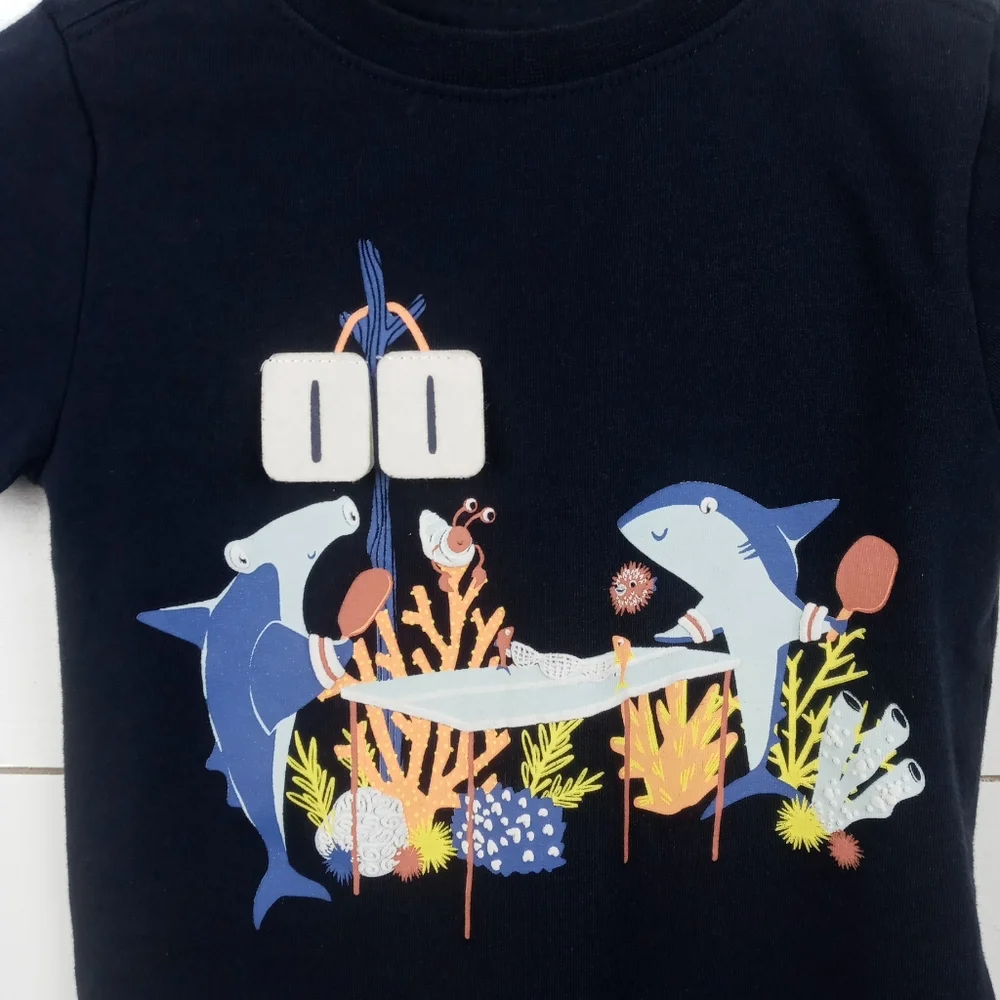 Tommy Bahama boys size 18 mos navy ocean life table tennis design tshirt